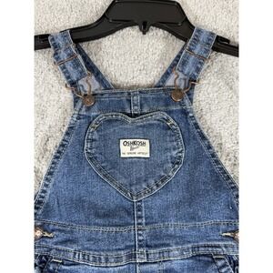 OshKosh Baby Girl Overalls Denim 24 Months Blue All Over Print Heart Snap Legs